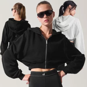 LO New Yoga Short coat Women's full zipper jacket Comfortable fashion outdoor sports fitness jogging loose casual hoodie