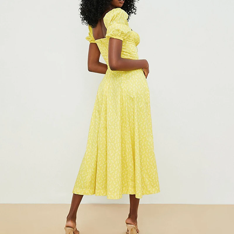 Amazon European and American women's clothing 2024 new small fresh floral slim fit slit European and American camisole dress for - Image 4