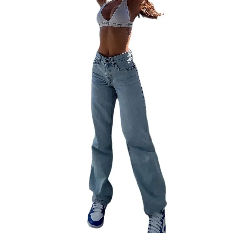 High-waisted Ripped Slims Jeans Women's Denim Trousers Smooths Your Silhouette European American Imported Quality - Image 5