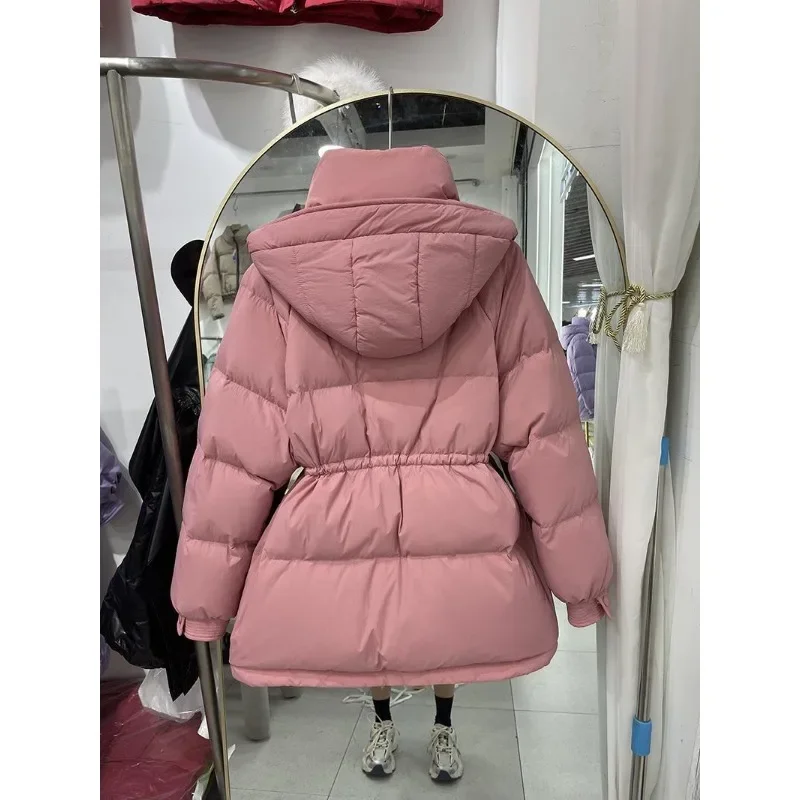 90 Eiderdown Factory Direct Sales in The Long Down Jacket Female Winter Korean Version of Waist Show Small Bread Suit Down Coats - Image 6