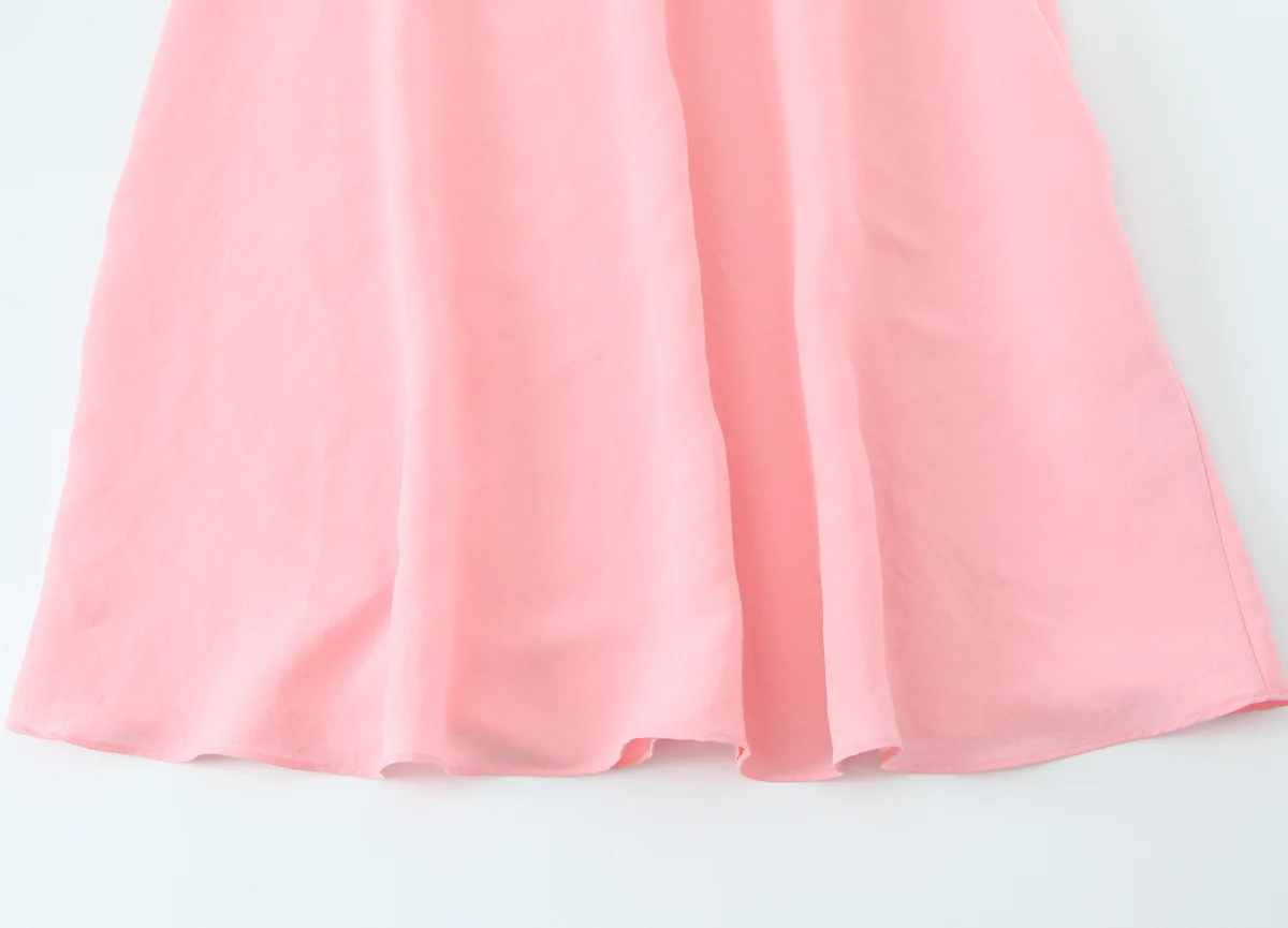 MYST&ZA2025 summer new women's casual fashion simple sexy backless pleated drape V-neck suspender midi dress - Image 5