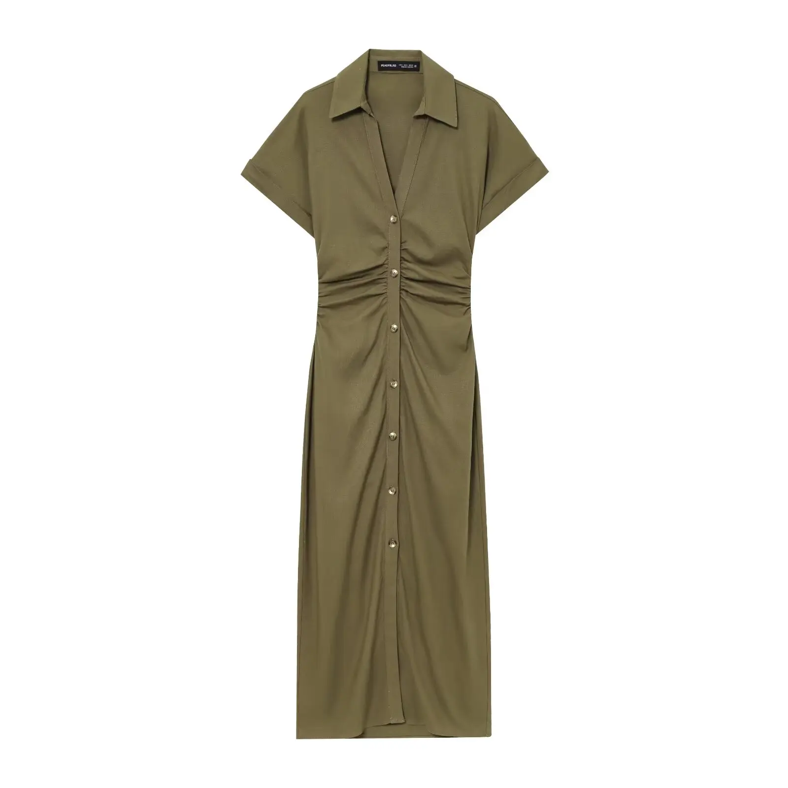 ETJ 2025 Spring/Summer New TRAF Women's elegant holiday style refreshing and comfortable short-sleeved V-neck MIDI dress - Image 6