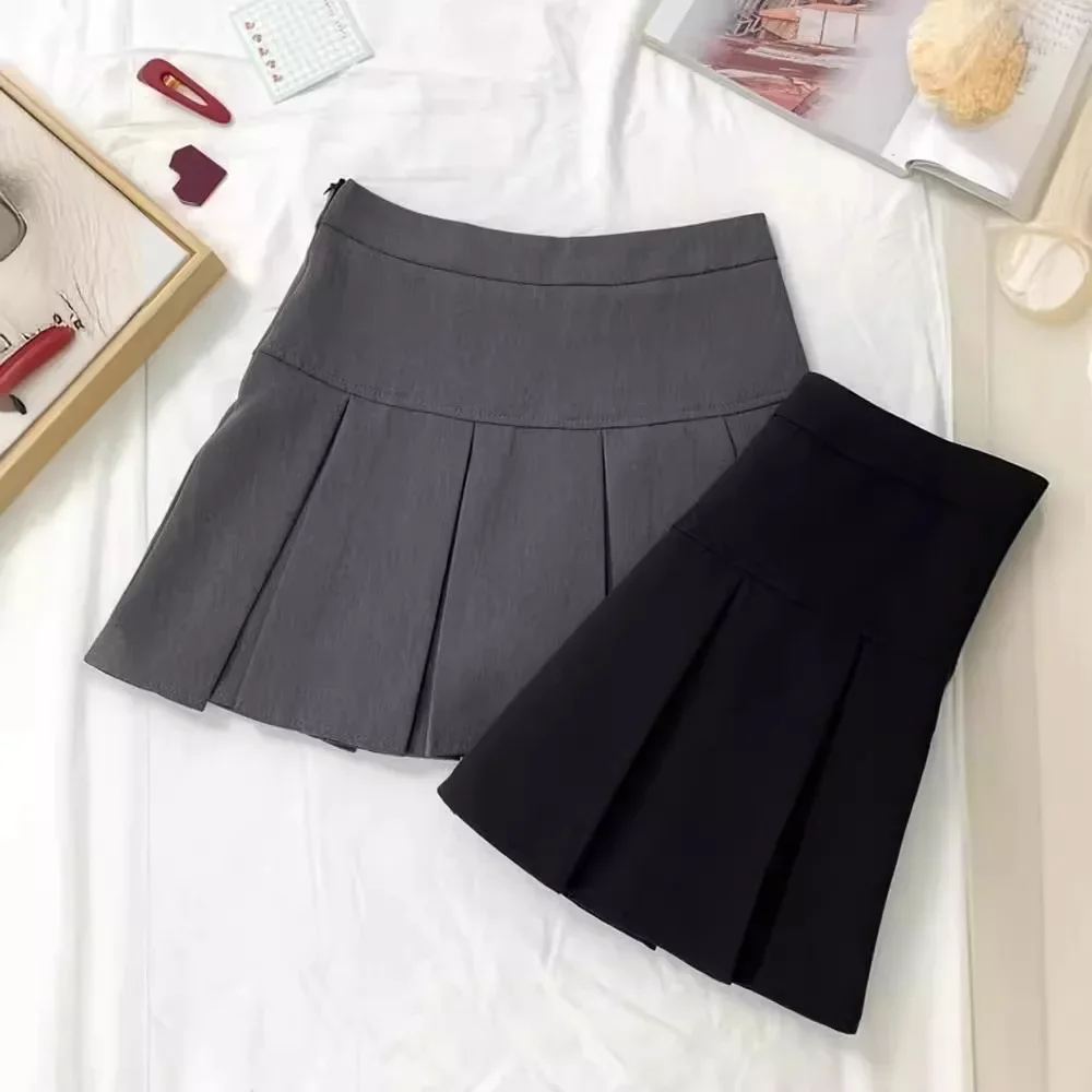 Grey High-waisted Mini Dress For Women Slimming Versatile Anti-exposure A- line Skirt Design Sensibility Spring Autumn 2024 New - Image 3
