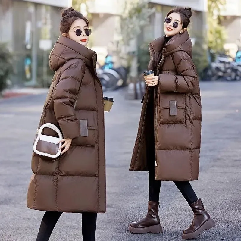Mid to Long Down Jacket Knee Length 2024 Winter New Item Thickened Warm Fashionable Loose Versatile Jacket Women's Solid Color - Image 6