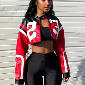 Weird Puss Faux Leather Varsity Jacket Women Hipster Letter Print Autumn Casual Sporty Wild Streetwear Uniform Trend Crop Coat