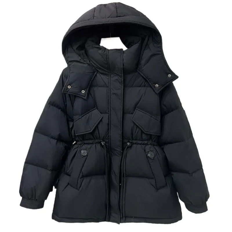 90 Eiderdown Factory Direct Sales in The Long Down Jacket Female Winter Korean Version of Waist Show Small Bread Suit Down Coats