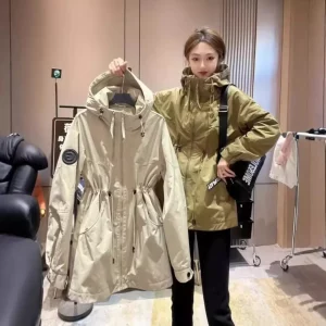 Hooded Patchwork Bomber Jacket Spring Autumn New Casual Chic Slimming Youthful European Style Baseball Coat Thick Winter Outerwe